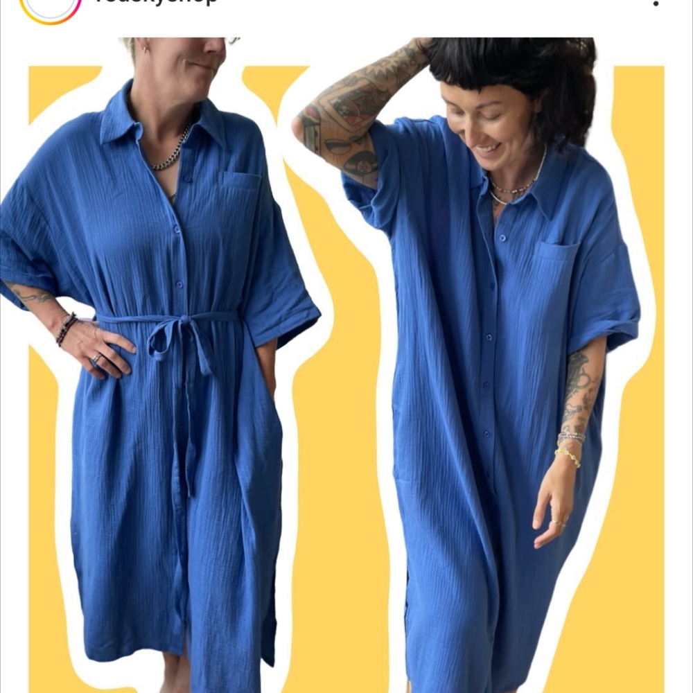 Blue Button-Up Women’s Dress